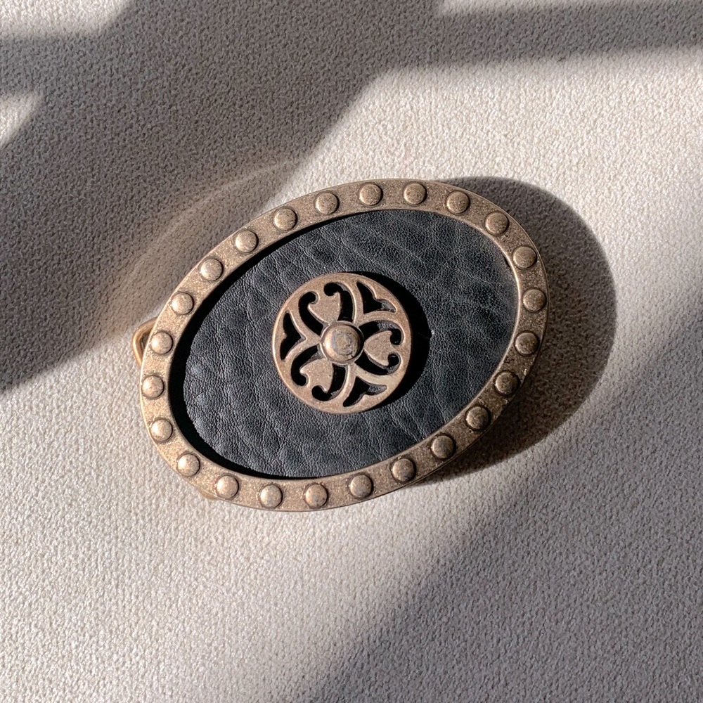 Western Belt Buckle Oval Concho Style Black Brass